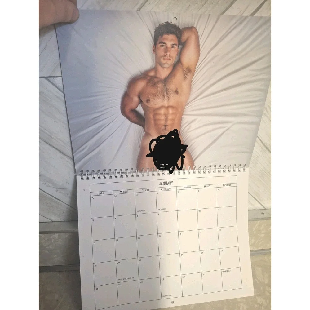 2025 Mens Nude 12 Month Calendar Body Muscles Sexy 💪 Christmas
